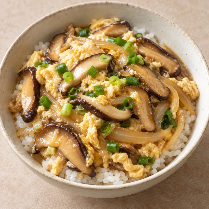 Shiitake and Egg Rice Bowl serving suggestion