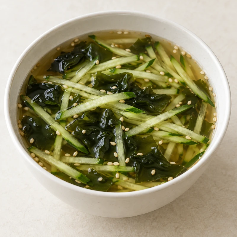 Chilled Cucumber Seaweed Soup serving suggestion