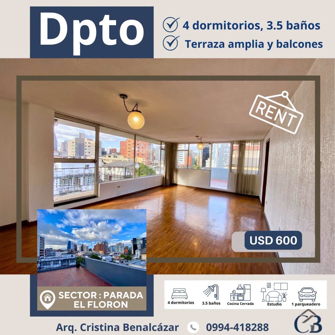 Departamento amplio en arriendo en Iñaquito – Rumipamba, Quito