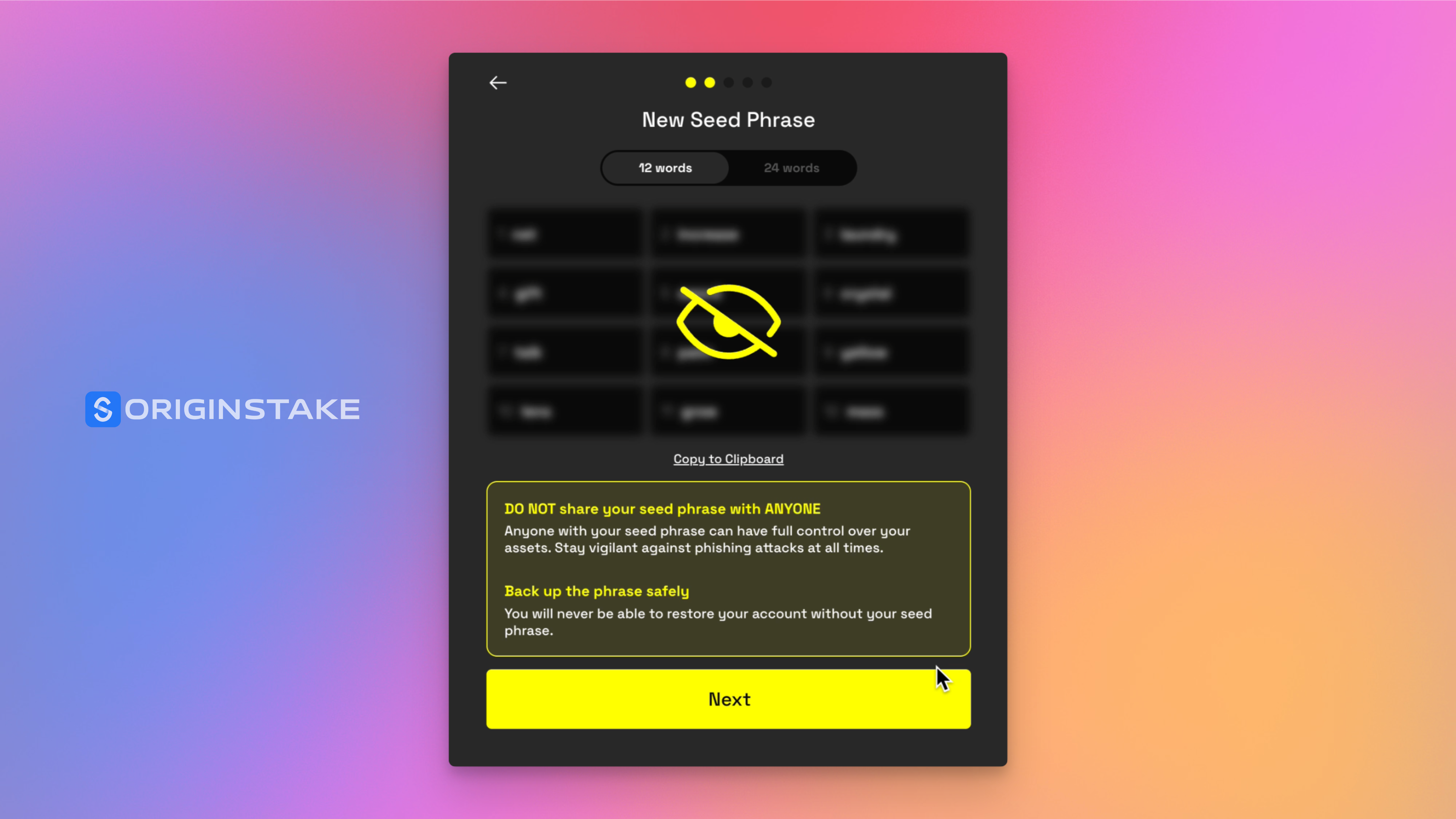 Choose and Save Your Seed Phrase