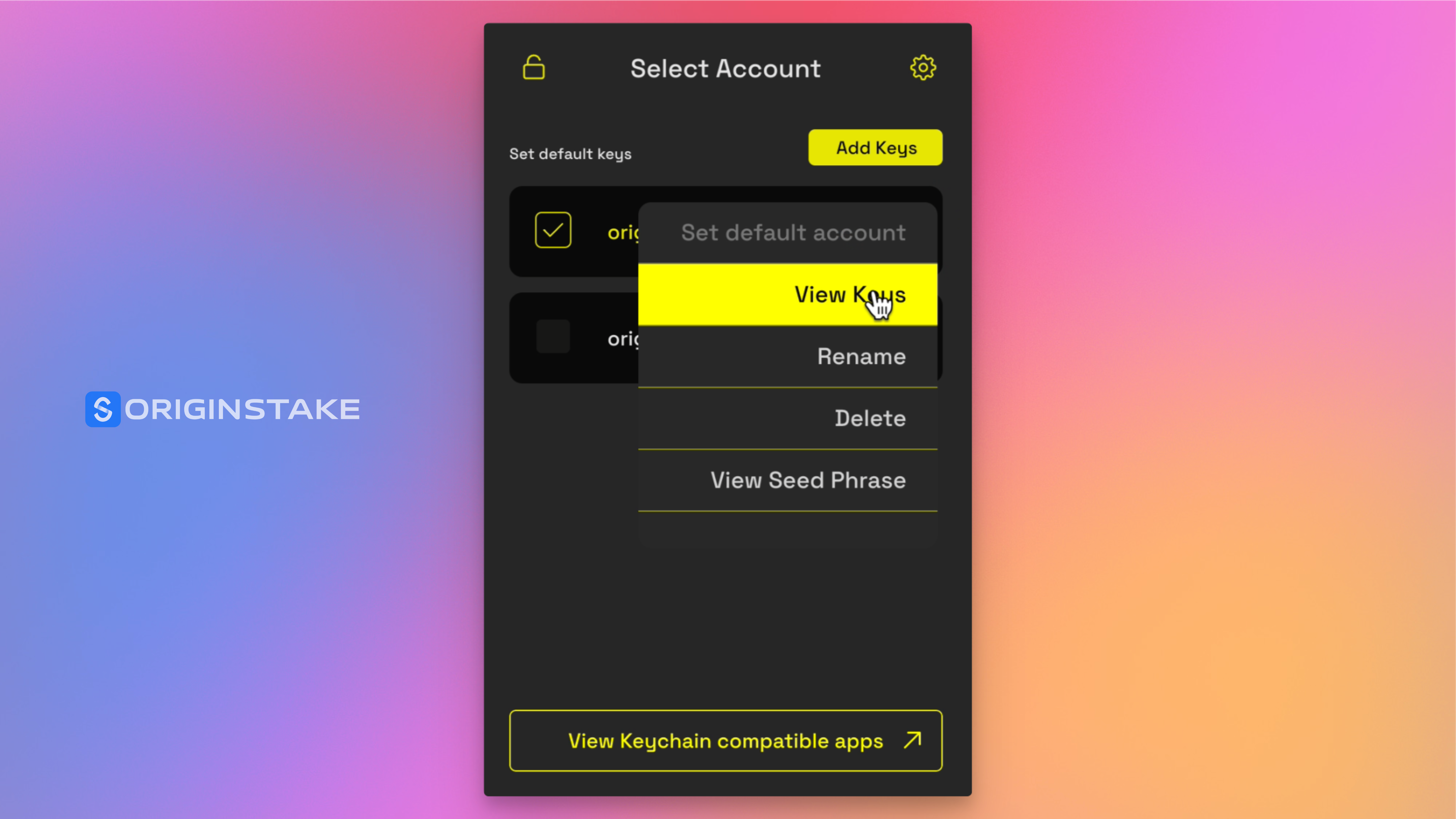 Select View Keys Option