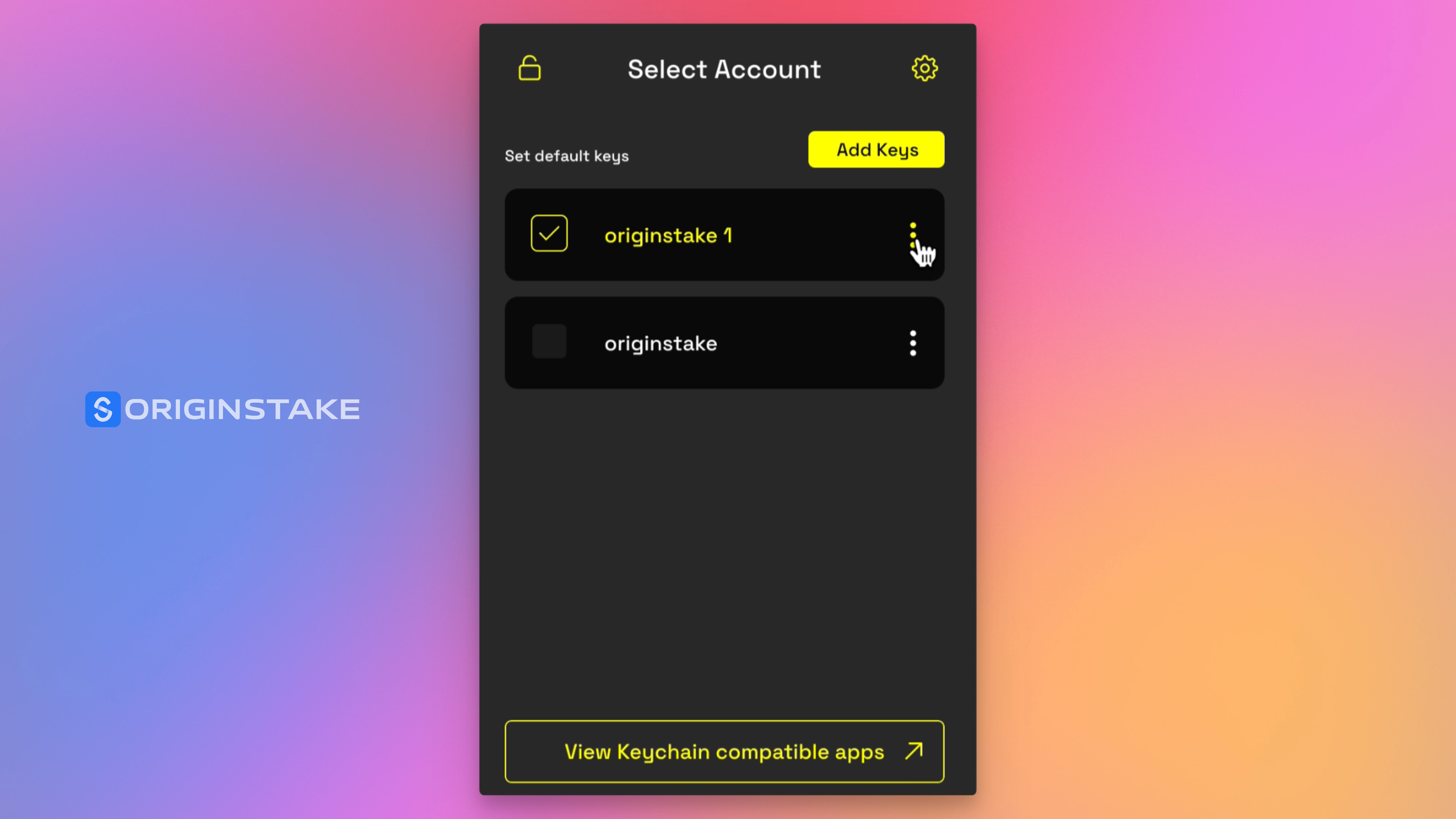 Open Wallet Options Menu