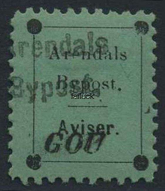 Norway locals: Arendal 10b. 10 ø red/green 1885. Superb canc. ARENDAL BYPOST. (