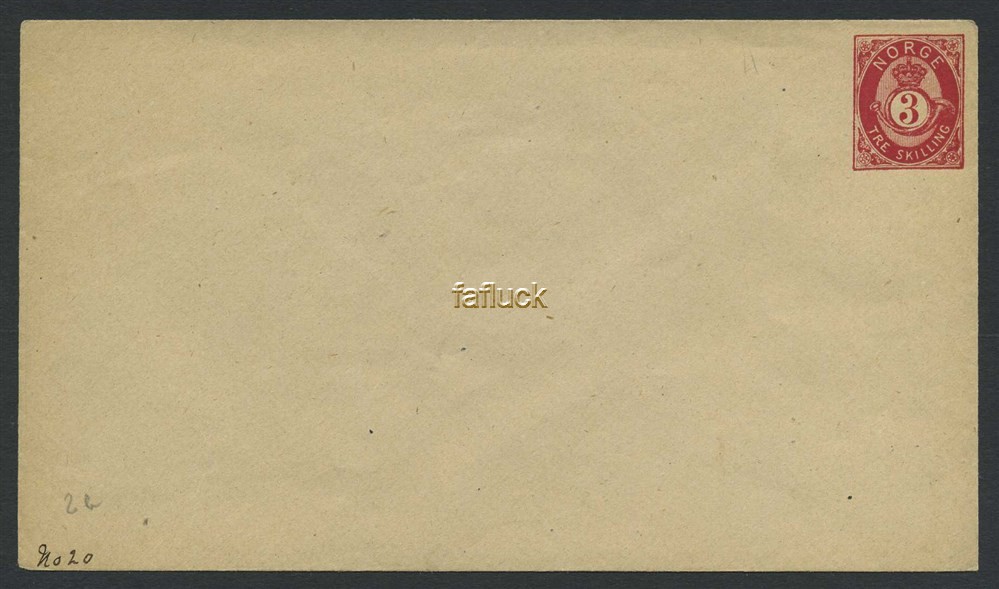Norway stationaries: KO 02 XA. * 3 sk envelope 1872.  Unused. V.f. (Aune 50,-)