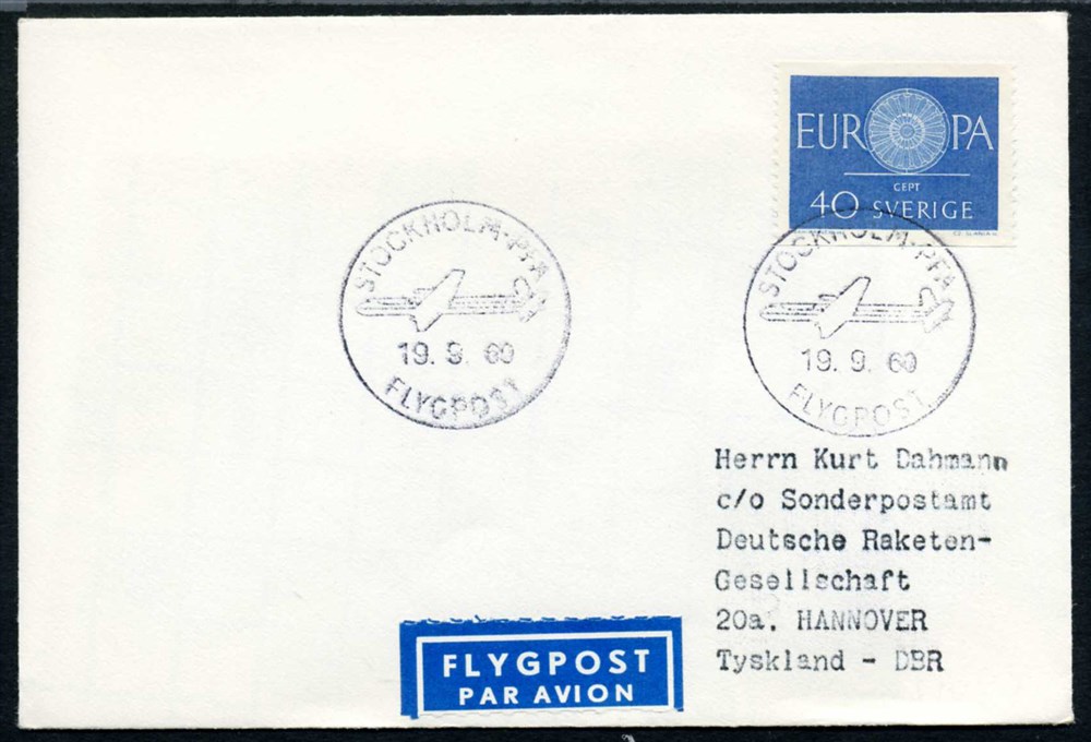 Sweden canc.: 1960.09.19. STOCKHOLM-PFA / FLYGPOST.