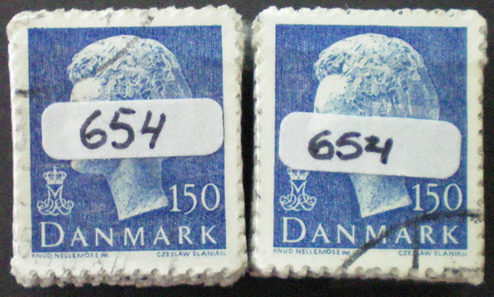 Denmark bundles: 0654. 150 oe blue Q.Margr. (AFA 600)