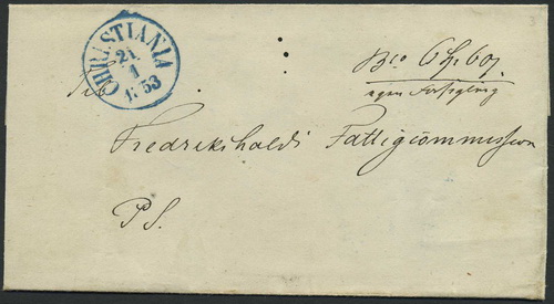 Norway prestamp 11: 08B. CHRISTIANIA 1853.01.21 (t.II)