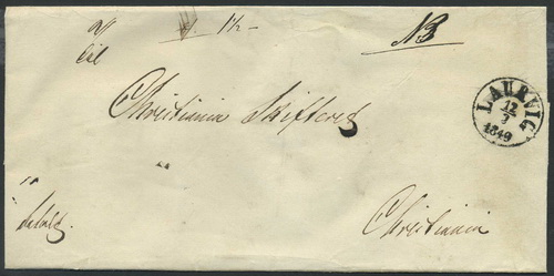 Norway prestamp 11: 29. LAURVIG 1849.03.12 (black).
