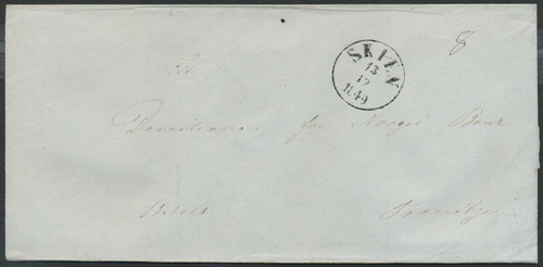 Norway prestamp 11: 39. SKIEN 1849.12.13 (black)