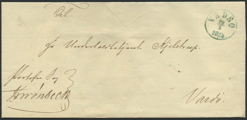 Norway prestamp 11: 46. VADSØ 1853.03.19 (bluish green)