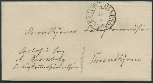 Norway old covers 14: CHRISTIANSSUND 1864.03.15, Official.