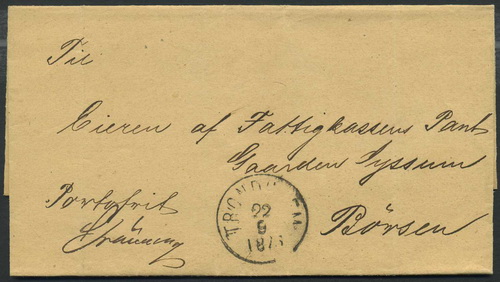 Norway old covers 14: THRONDHJEM 1875.09.22 (t.4), Off.