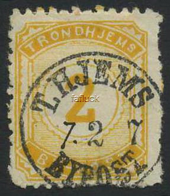 Norway locals: Trondhjem 51 Ia. 2 ø yellow 1904, SUPERB  Used, superb canc.