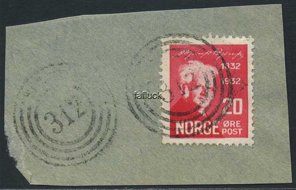 Norway 4-ring: 312 Lanesøra (Karlsøy/TR) (1916-18)2 fine diagonal strikes on