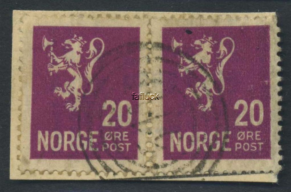 Norway 4-ring: 511 Movik (Sørfold/NL) (1915-34)Vertical canc. on piece, pair