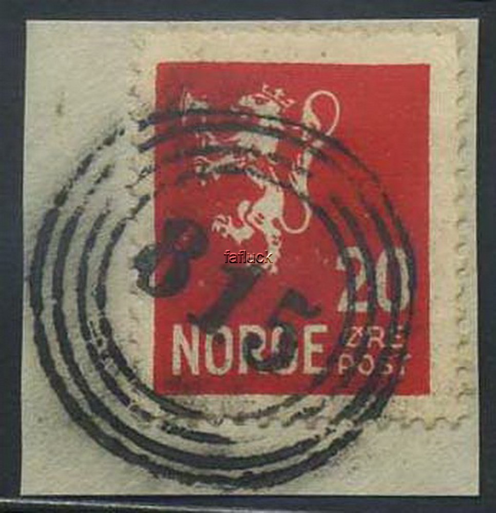 Norway 4-ring: 815 Ryfoss (Vang/OP) (1929-35), NK 145 Nices strike on piece,