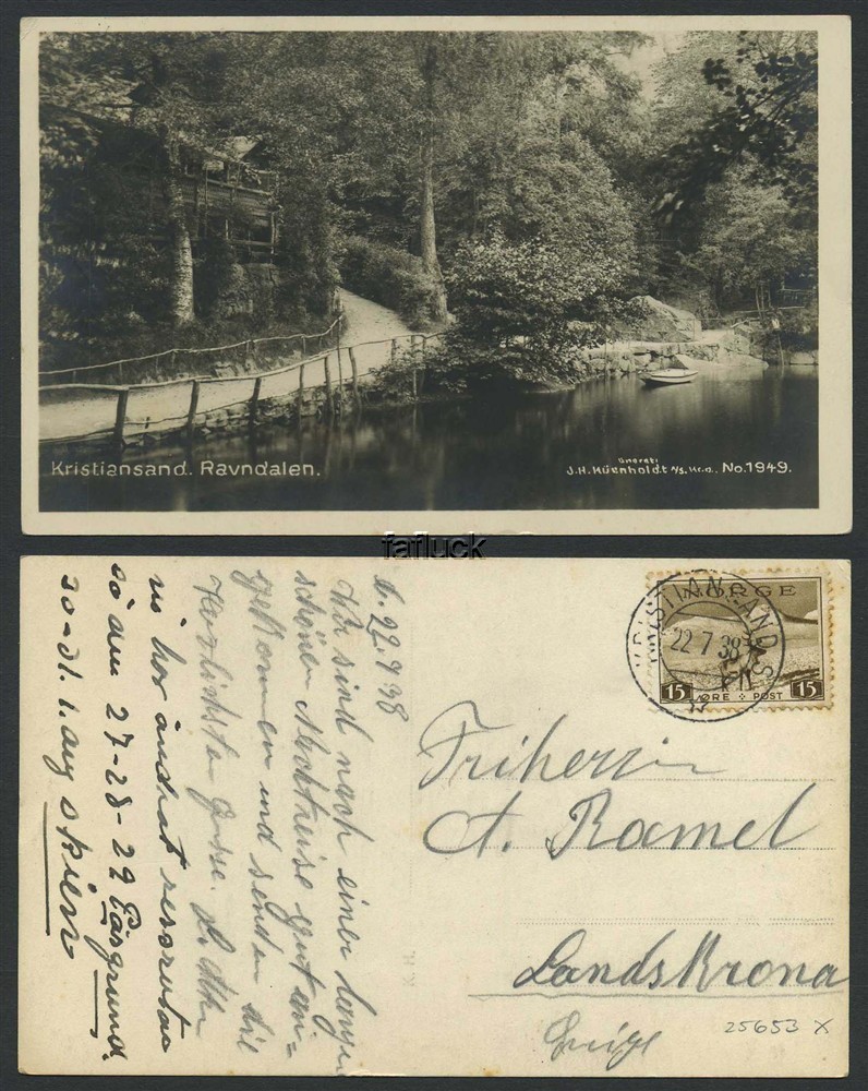 Norway PPC. Kristiansand, Ravndalen (Va), 1938, Q1 J.H.Küenholdt No.1949.