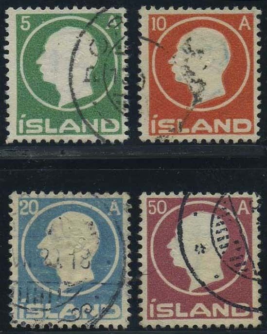 Iceland stamps: 0114-17. Frederik VIII 1912, 4 stamps.