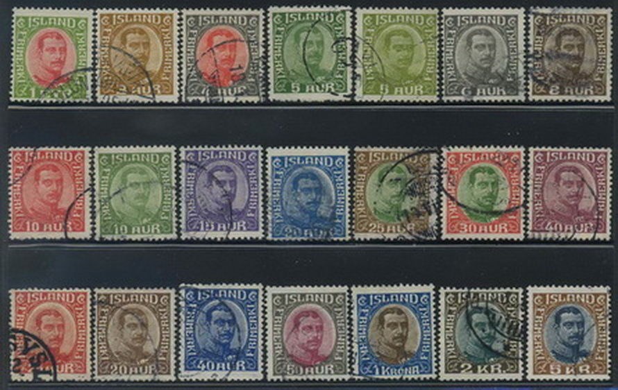 Iceland stamps: 0124-44. Christian X 1920-22 complete.