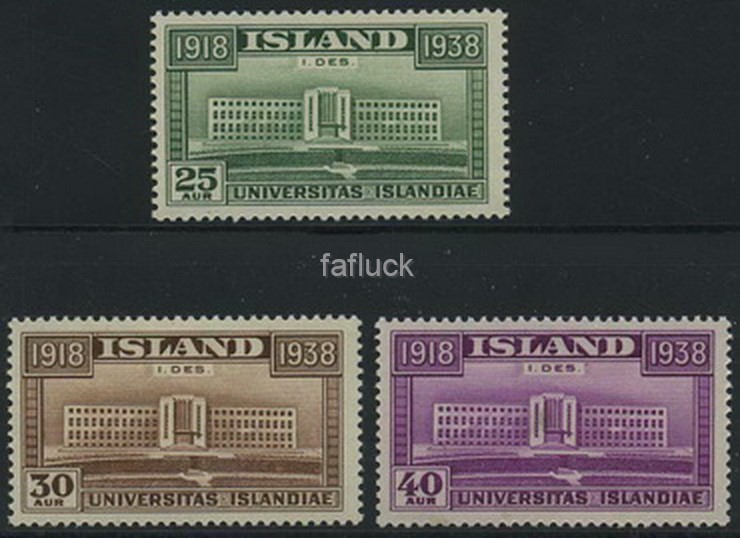 Iceland stamps: 0237-39. * University 1938. Cpl. set.