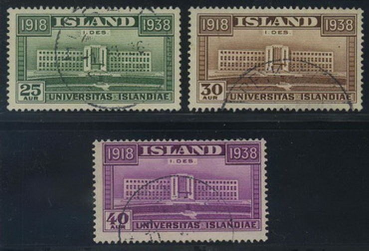 Iceland stamps: 0237-39. University 1938. Cpl. set.