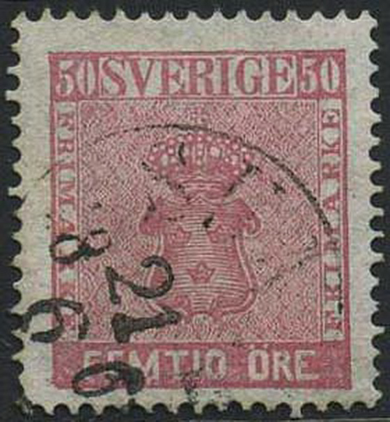 Sweden stamps: 0012h. 50 ö carm.rose 1872-73. Vf.