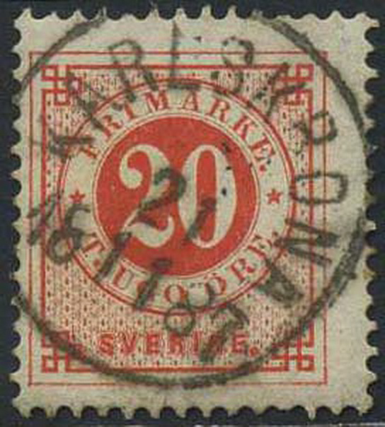 Sweden stamps: 0046. KARLSKRONA 1887.11.21.