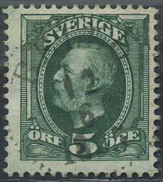 Sweden stamps: 0052a1vm1. Inverted wmk, deep green.