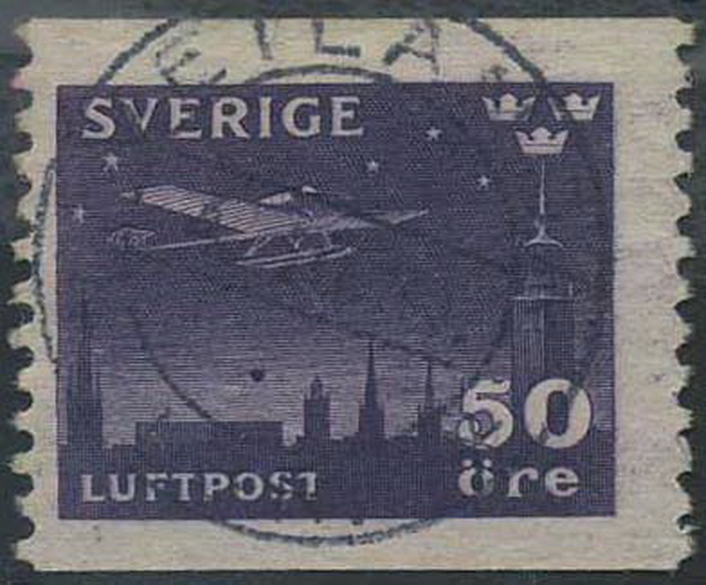 Sweden stamps: 0232. 50 ö airmail 1930 with nice canc.