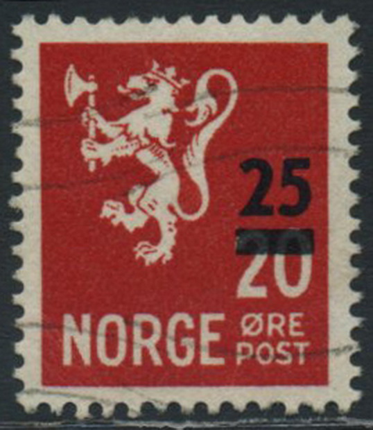 Norway varieties: 0375. 25/20 ø, misplaced upwards