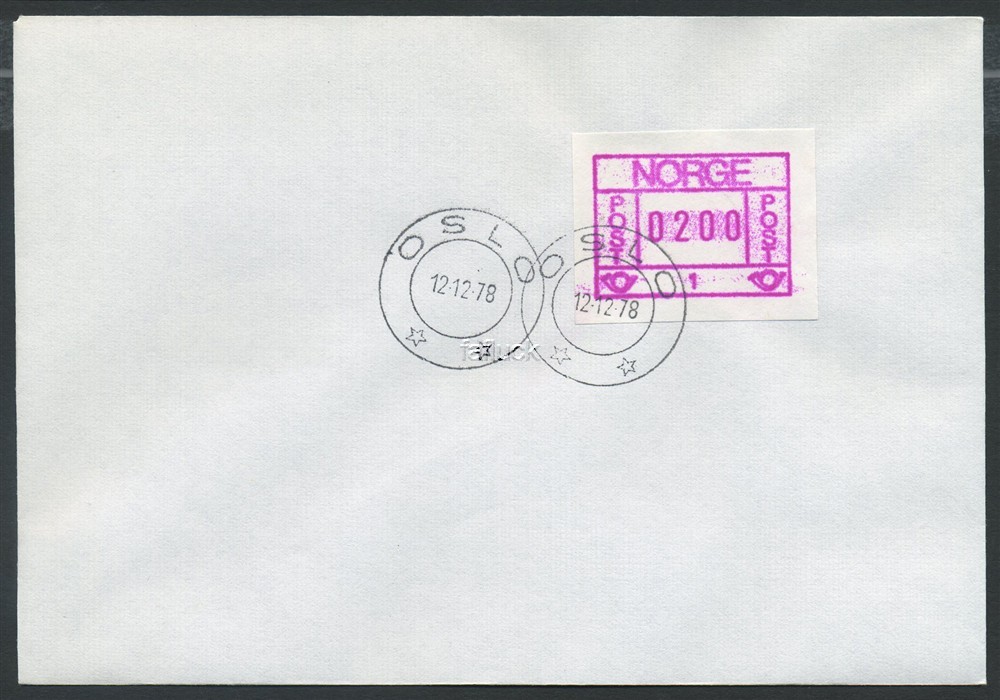 Norway ATM: 01.1ax. FDC 200 øre OSLO 1978.12.02.