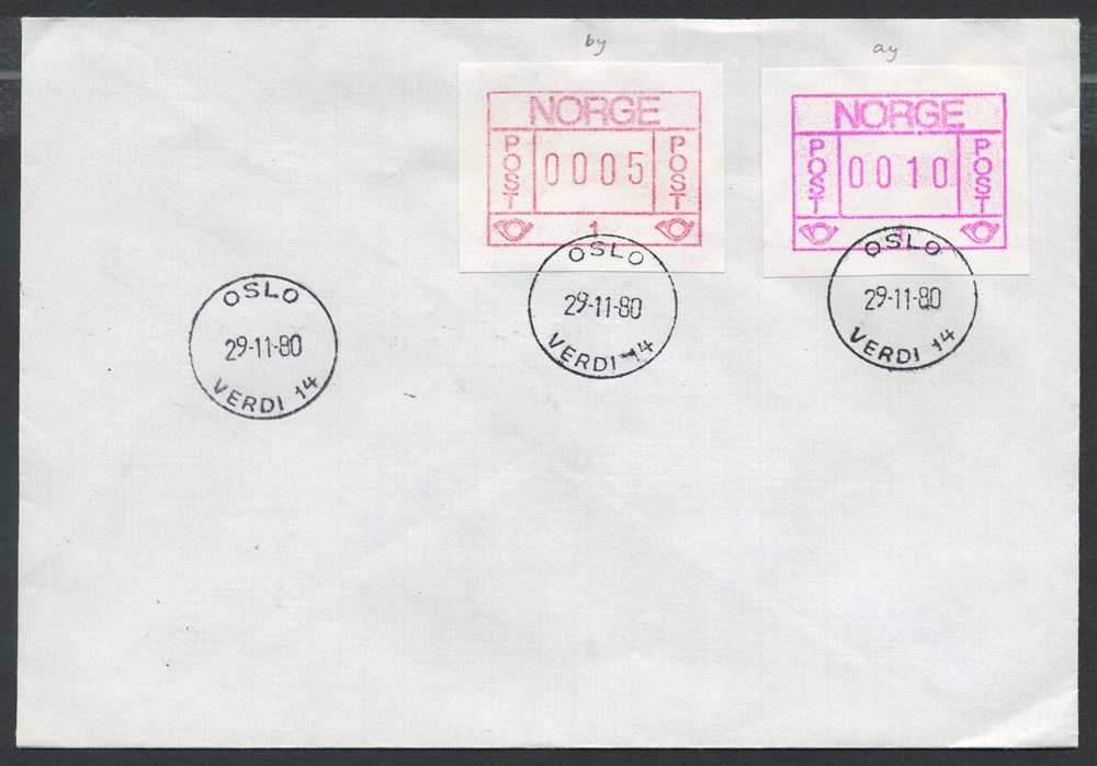 Norway ATM: 01.1ay/by. 010 (ay) and 005 (by), cover