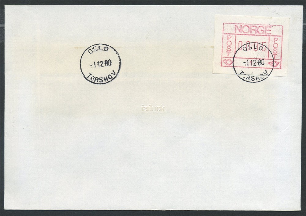 Norway ATM: 01.1by. 005 øre, cover OSLO/TORSHOV