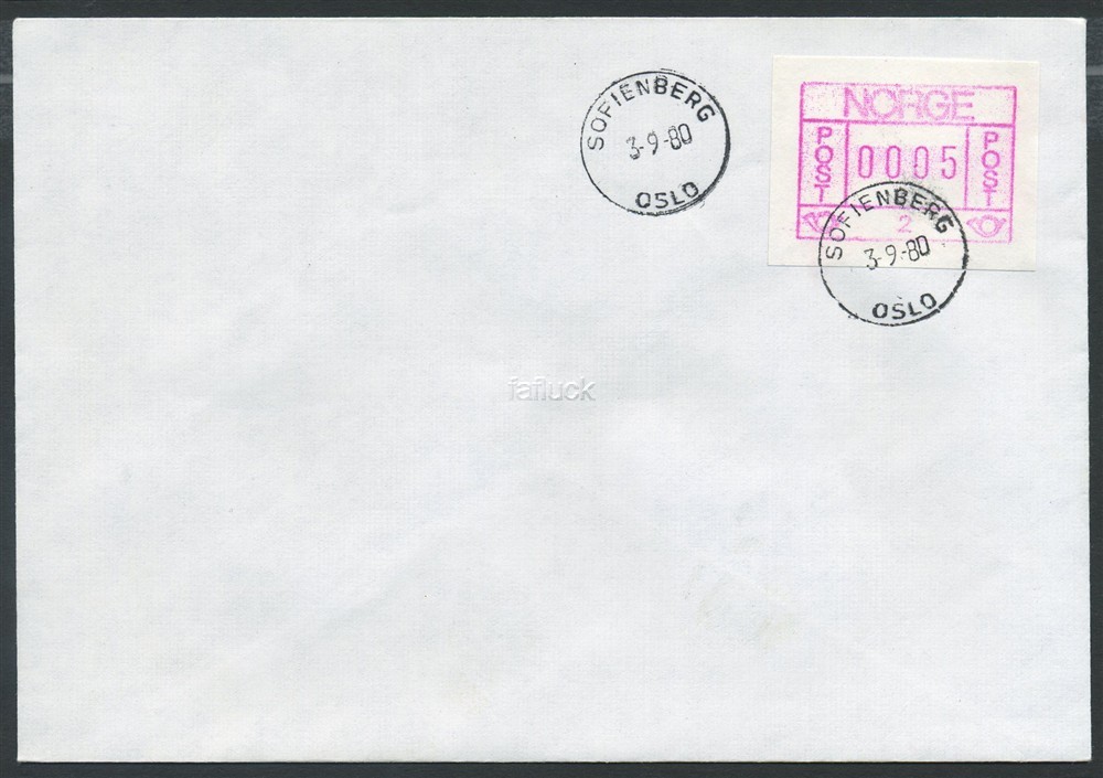 Norway ATM: 01.2ax. 005 øre, cover SOFIENBERG/OSLO