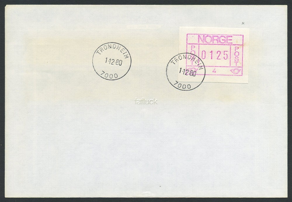 Norway ATM: 01.4ax. 125 øre, cover TRONDHEIM/7000
