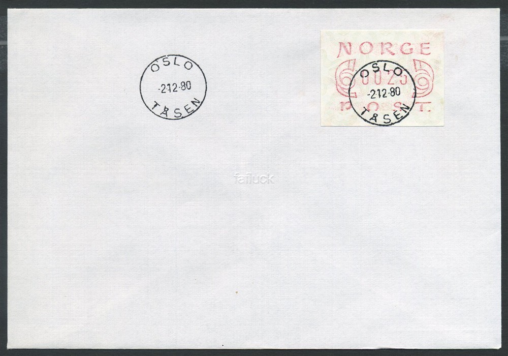 Norway ATM: 02b. FDC 0025 øre OSLO/TÅSEN