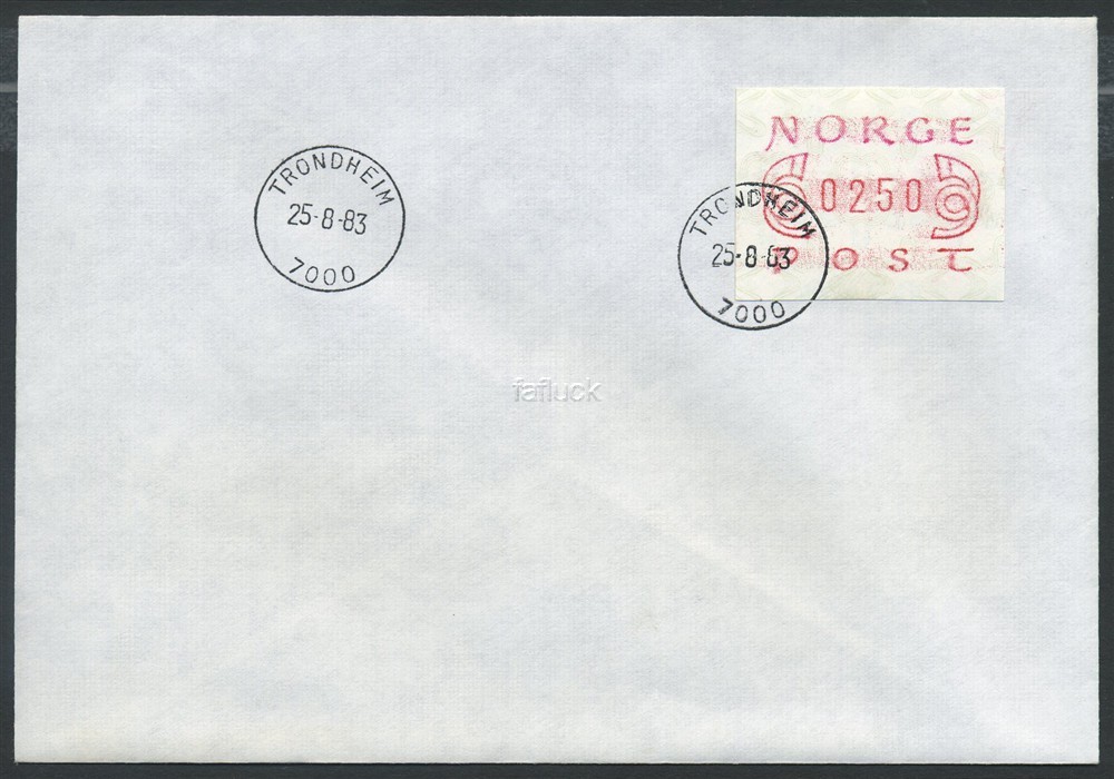 Norway ATM: 02b. 0250 øre, cover TRONDHEIM/7000,
