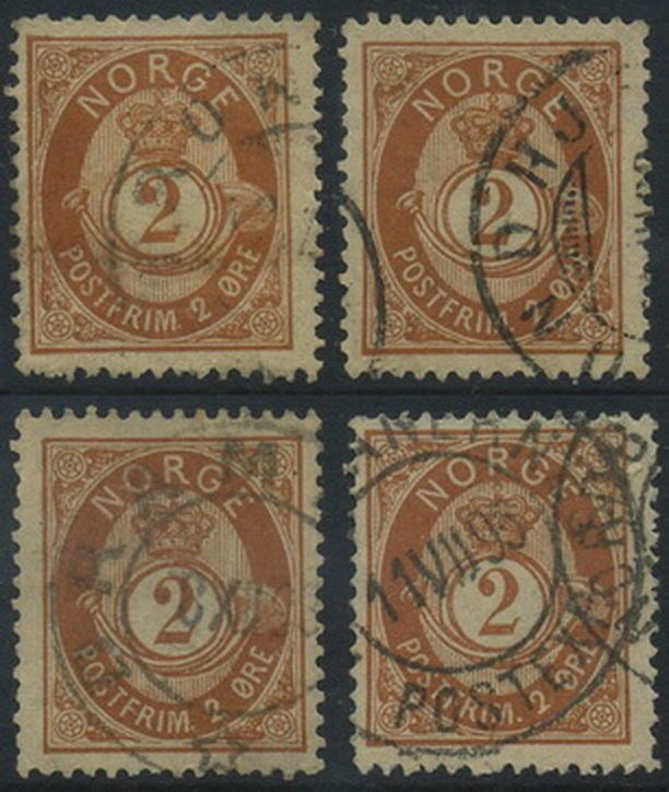 NK 0050a. 2 ø 1890, four wmk.position #2 Fu/vfu. (SK 200,-)