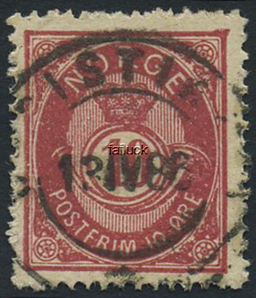NK 0053 I. 10 ø, CHRISTIANIA 1888.04.13 Upright canc. Unclean perf.  Type 3, wm