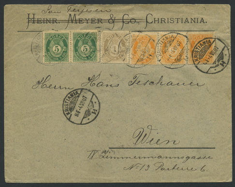Norway covers: NK 0073,75(3),76(2). 20 ø to Austria