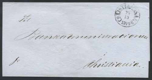 Norway prestamp 11: 09. CHRISTIANSSAND 1849.10.25 (Black)