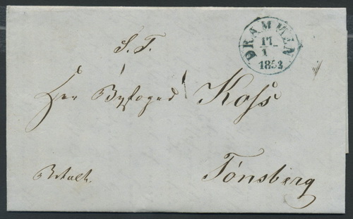 Norway prestamp 11: 11B. DRAMMEN 1853.01.17 (t.II)
