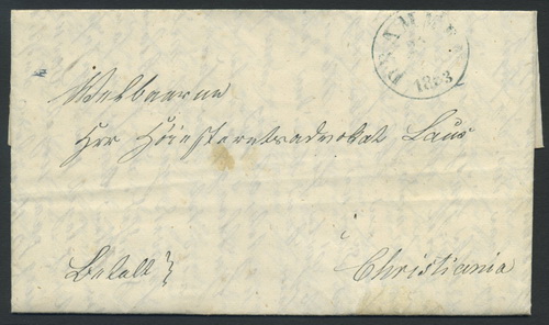 Norway prestamp 11: 11B. DRAMMEN 1853.02.20 (t.II)
