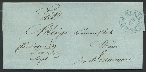 Norway prestamp 11: 22. HOLMESTRAND 1849.10.29 (blue)