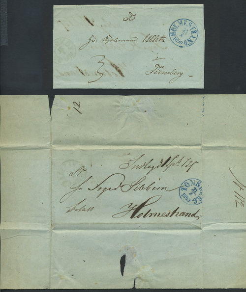 Norway prestamp 11: 22. HOLMESTRAND 1850.03.25 (blue)