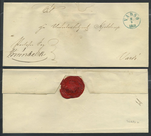Norway prestamp 11: 46. VADSØ 1854.04.08 (greenish blue)