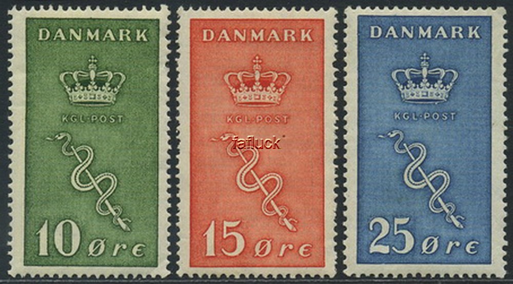 Denmark stamps: 0178-80. * Cpl. set cancer 1929. M.h.(AFA 350)