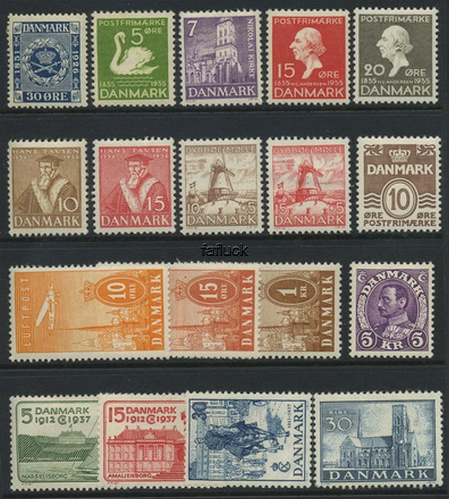 Denmark stamps: 0156/242. * Lot 18 diff.stamps 1926-37.