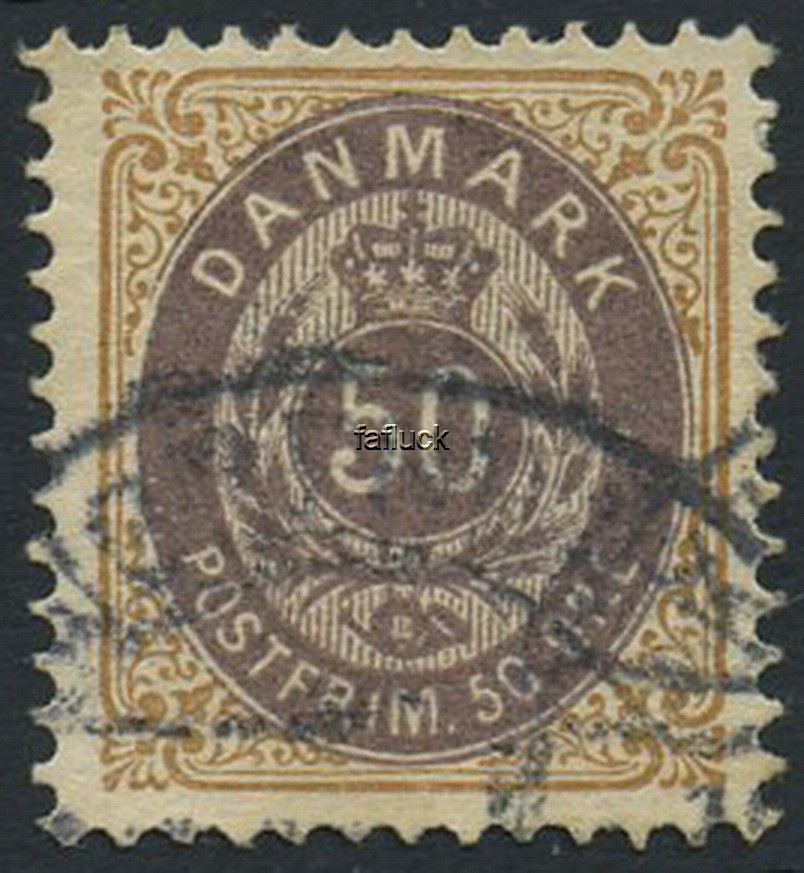 Denmark stamps: 0030C. 50 oe 1902, wmk new crown F.u.  (AFA 160).