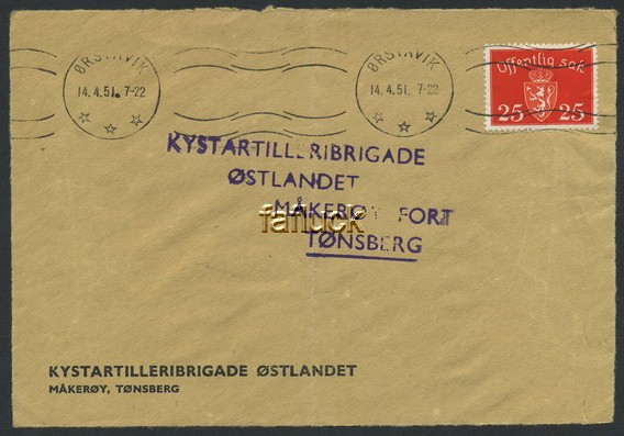 Norway war mail 10: Kystartilleribrigade Oestlandet,